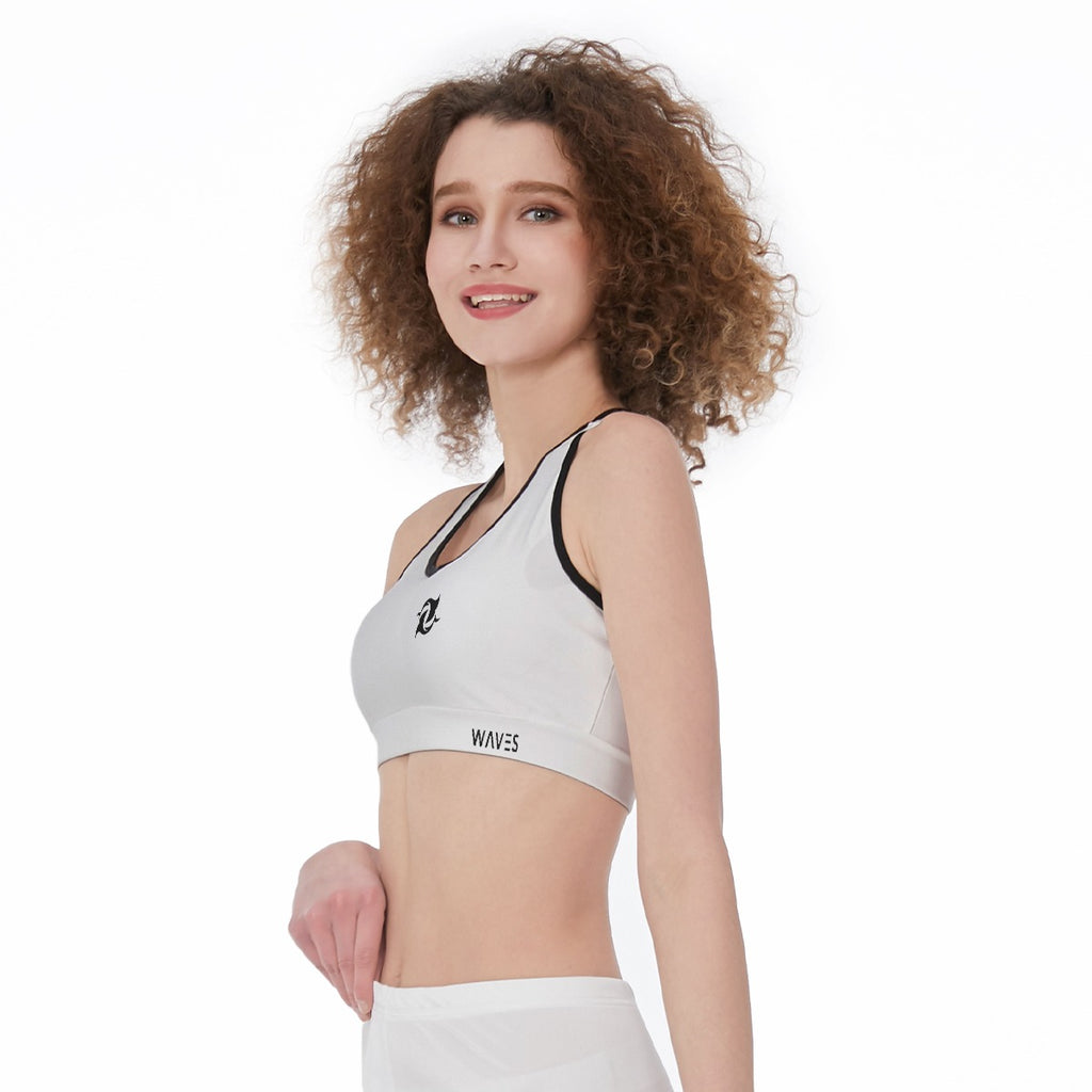Waves White Sports Bra