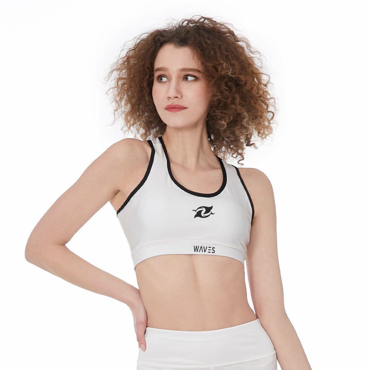 Waves White Sports Bra