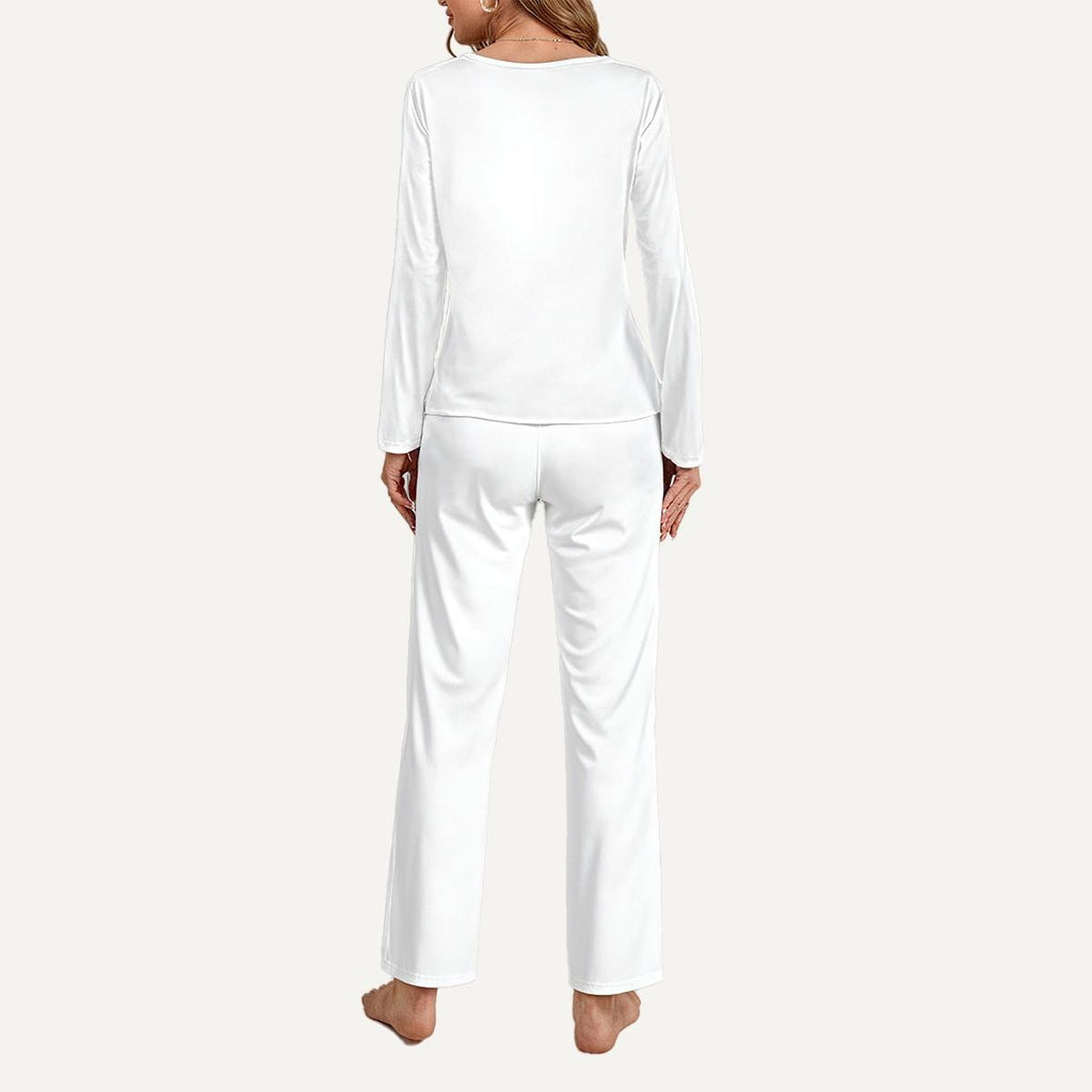 Wave Women’s Loungewear Set Soft Long Sleeve Pajama & Wide Leg Lounge Set for Cozy Everyday Comfort