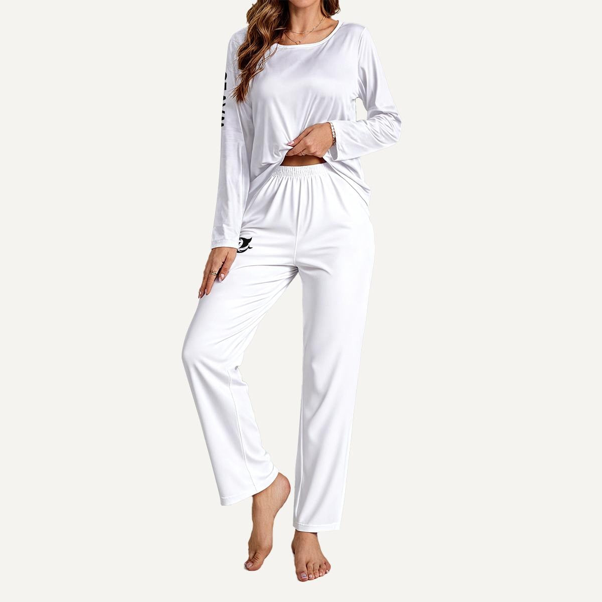 Wave Women’s Loungewear Set Soft Long Sleeve Pajama & Wide Leg Lounge Set for Cozy Everyday Comfort