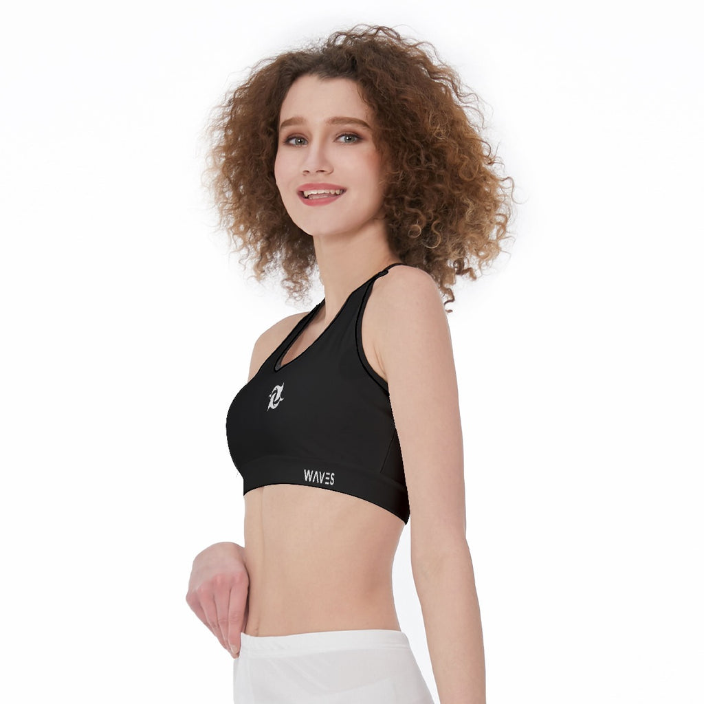 Waves Black Sports Bra