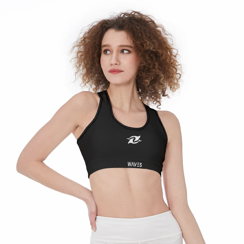 Waves Black Sports Bra