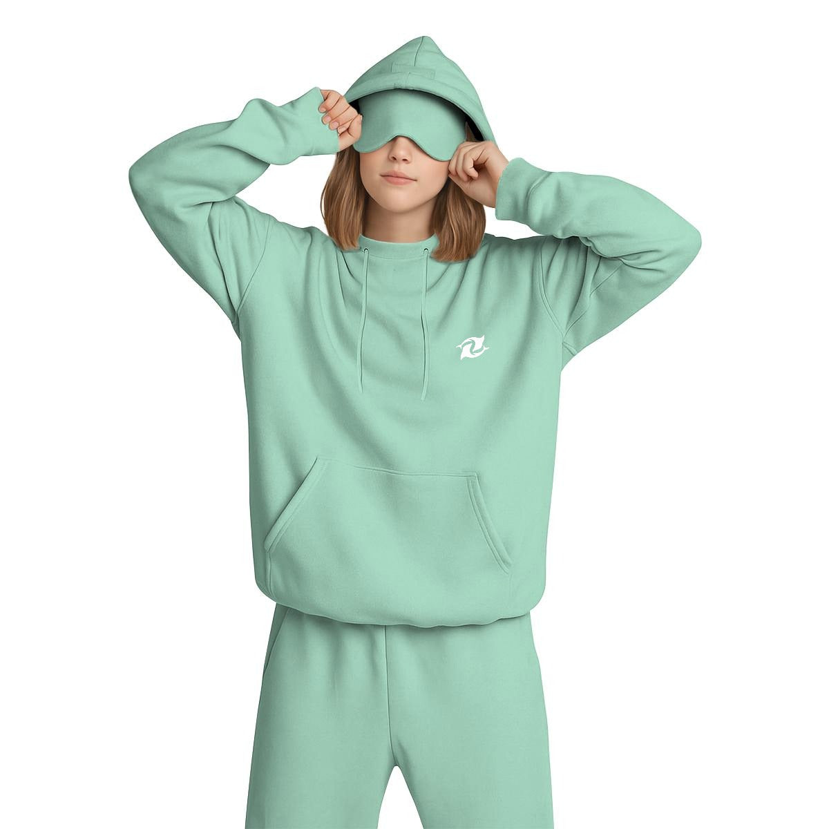 Wave Women’s Travel Nap Hoodie Cozy Pullover Hoodie with Built In Eye Mask & Utility Sleeve Pocket