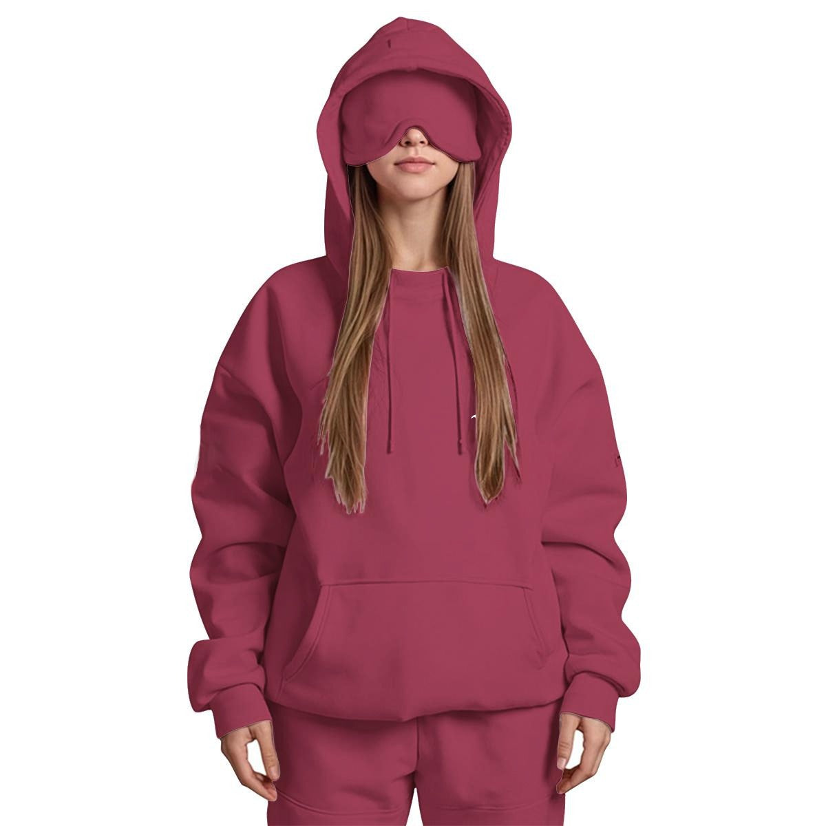 Wave Women’s Travel Nap Hoodie Cozy Pullover Hoodie with Built In Eye Mask & Utility Sleeve Pocket