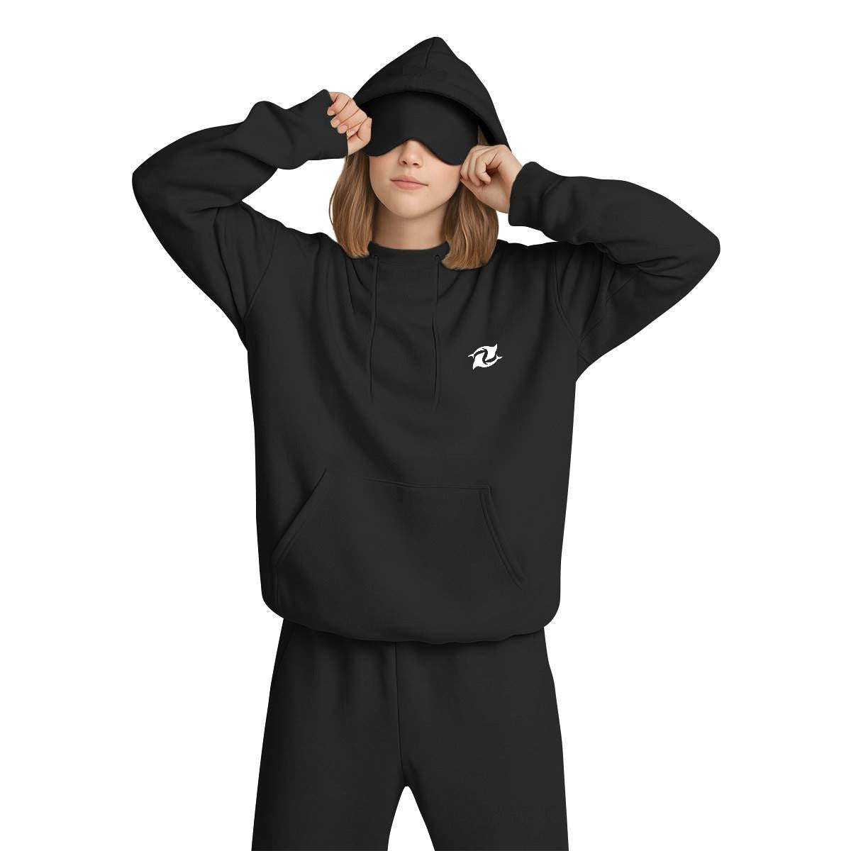 Wave Women’s Travel Nap Hoodie Cozy Pullover Hoodie with Built In Eye Mask & Utility Sleeve Pocket