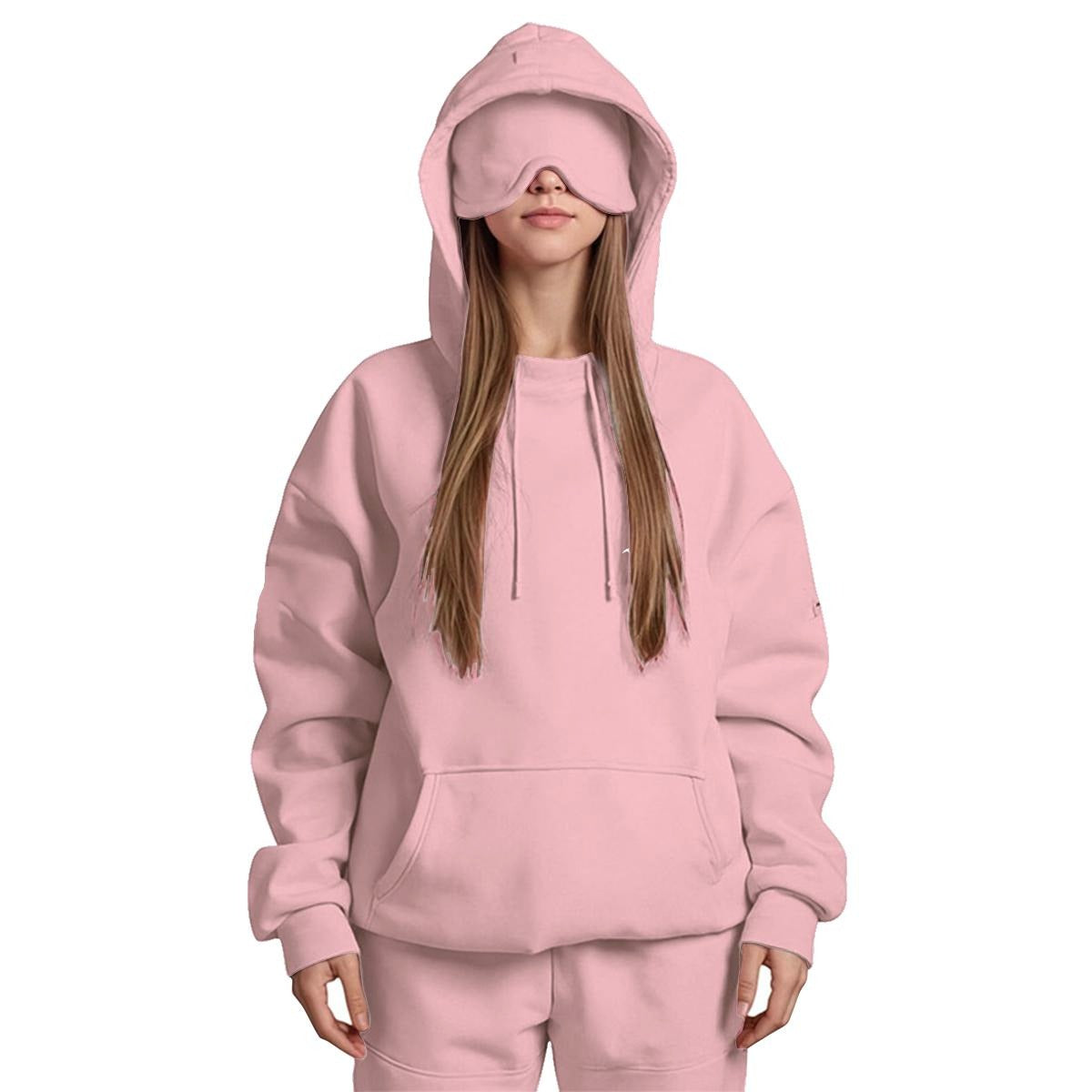 Wave Women’s Travel Nap Hoodie Cozy Pullover Hoodie with Built In Eye Mask & Utility Sleeve Pocket