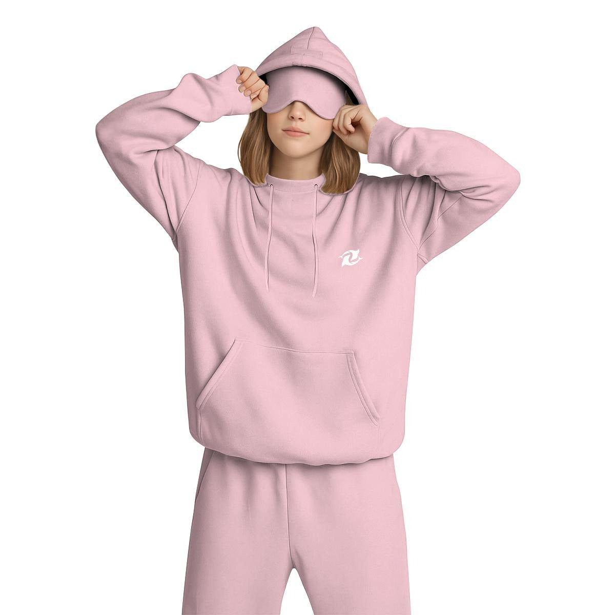 Wave Women’s Travel Nap Hoodie Cozy Pullover Hoodie with Built In Eye Mask & Utility Sleeve Pocket